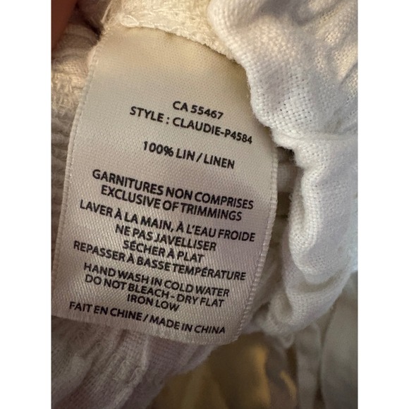 White 100% Linen Cargo Pants Paperbag Waist Size M Claudie Melissa Nepton - Picture 6 of 6